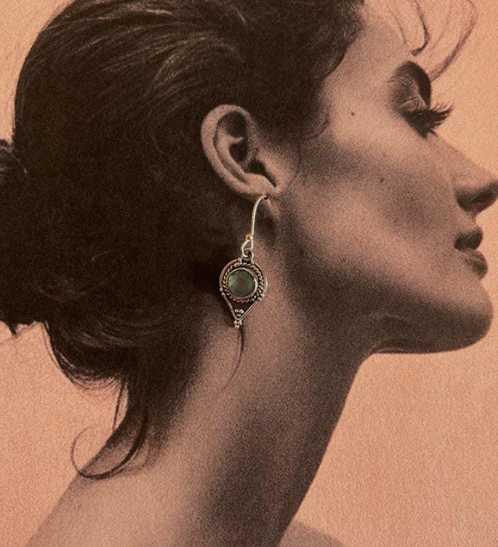 Timeless boho Rawa 925 Sterling Silver earrings with stunning aqua chalcedony gemstones.