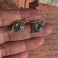 Intricate boho Rawa 925 Sterling Silver earrings with vibrant aqua chalcedony stones.