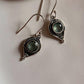 Sleek 925 Sterling Silver earrings with aqua chalcedony and boho Rawa design elements.