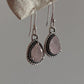 Charming pear-shaped rose quartz 925 sterling silver earrings with boho hook details
