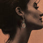 Handcrafted rose quartz boho hook earrings in 925 sterling silver