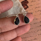Chic Silver Hook Earrings with Black Onyx Pear Gemstones
