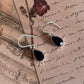 Modern Silver Earrings with Pear-Shaped Black Onyx