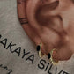 Elegant black onyx croissant huggie earrings in gold vermeil and silver