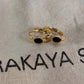 Sterling silver 925 croissant huggies with gold vermeil and black onyx