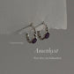 Silver amethyst croissant huggie earrings