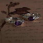 925 sterling silver croissant huggie earrings with amethyst