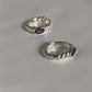Timeless silver huggies with amethyst stone in croissant shape