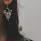 Elegant Black Onyx Statement Earrings with Vintage Motif