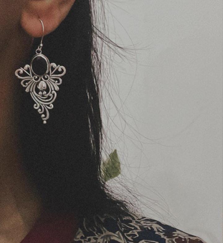 Elegant Black Onyx Statement Earrings with Vintage Motif