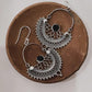 Traditional Chandbali silver earrings featuring black onyx stones