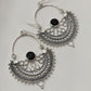 Stylish Chandbali earrings with black onyx stones and silver design