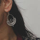 Elegant black onyx gemstone in Chandbali silver earring setting