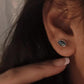 Boho-inspired evil eye silver studs with copper and turquoise gemstone