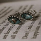 Handcrafted evil eye silver studs with copper and turquoise for protection