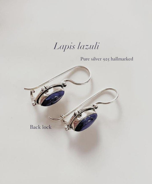 Lapis Boho 925 sterling silver Lock Earrings with Unique Design