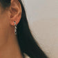 925 Sterling Silver Half Hoop Earrings with Round and Marquis Black Onyx Stones