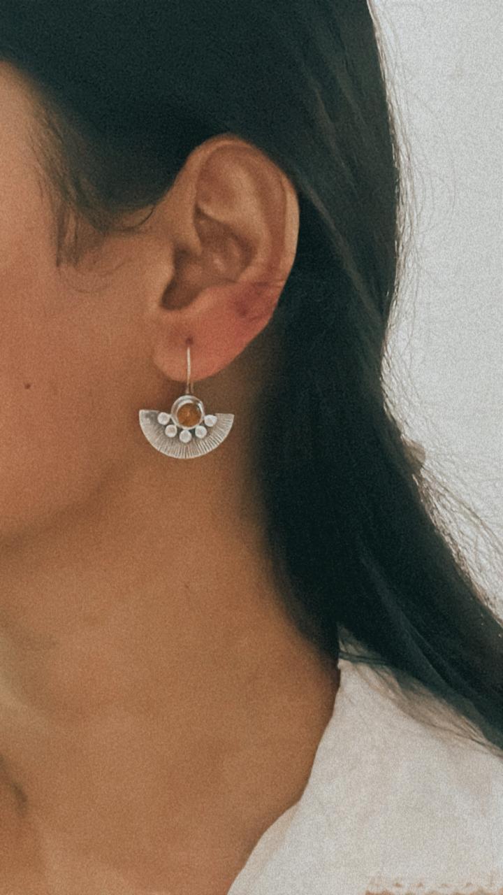 Sterling Silver Boho Earrings with Tourmaline Gemstones