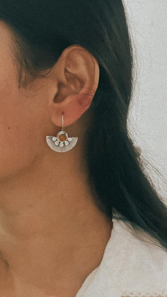 Sterling Silver Boho Earrings with Tourmaline Gemstones