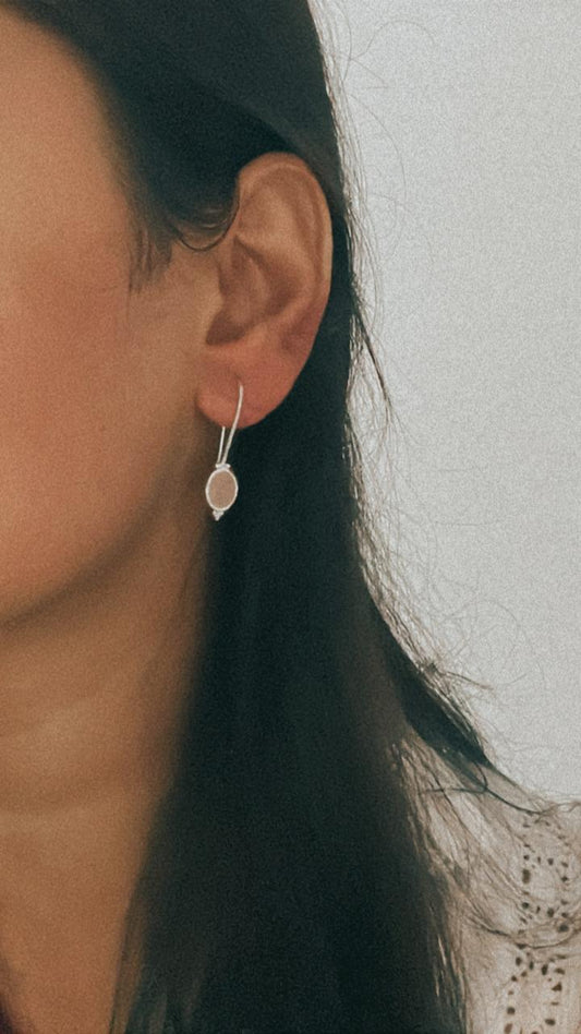 925 sterling silver Rose Quartz Boho Earrings with Hook Design