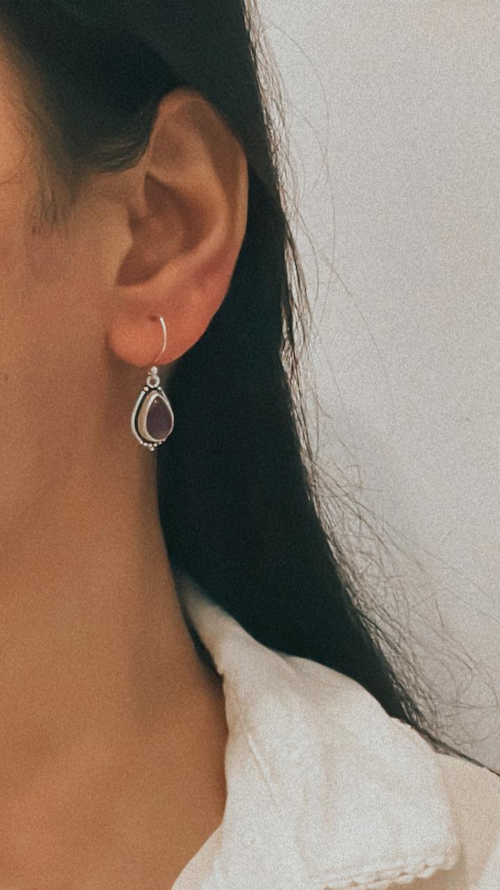 Amethyst Pear-Shaped Boho Hook Earrings