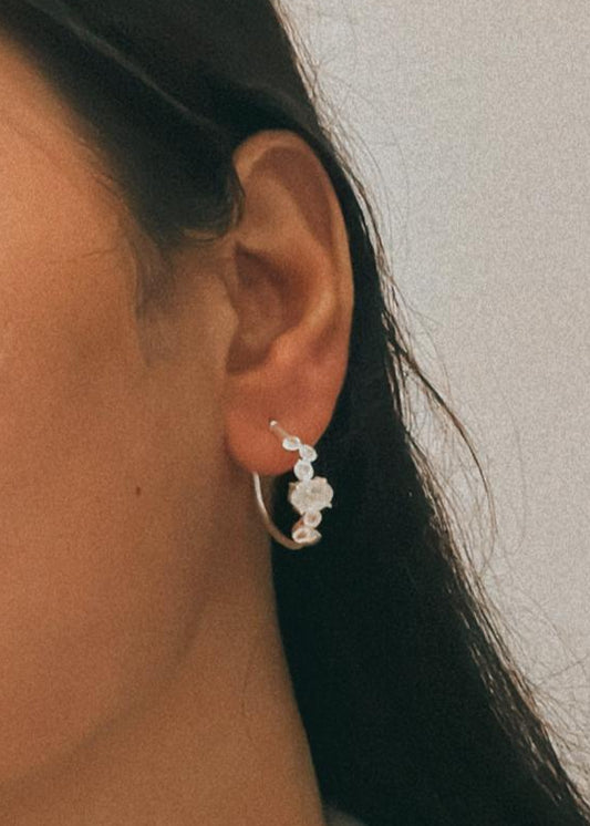 Handcrafted Moonstone CZ Silver Hoop 925 Sterling silver Earrings