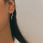 Chic Black Onyx Round and Marquis 925 Sterling Silver Hoop Earrings