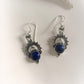 Lapis Boho Crown Silver Earrings with Elegant Design