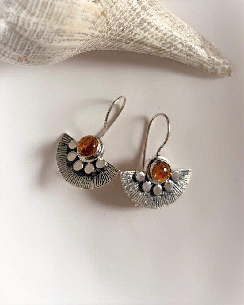 Elegant Multi Tourmaline Fan Earrings in Silver