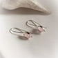 Rose Quartz Boho Hook Earrings in Sterling Silver