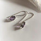 Boho Amethyst Silver Earrings with Hook Design