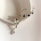 Elegant 925 Sterling Silver Hoop Earrings with Round and Marquis Black Onyx