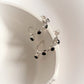 Stylish Black Onyx Round and Marquis Half Hoop 925 Sterling Silver Earrings