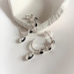 Unique Half 925 Sterling Silver Hoops with Round and Marquis Black Onyx