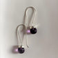 Dainty hook 925 sterling silver earrings with round cut amethyst stones.