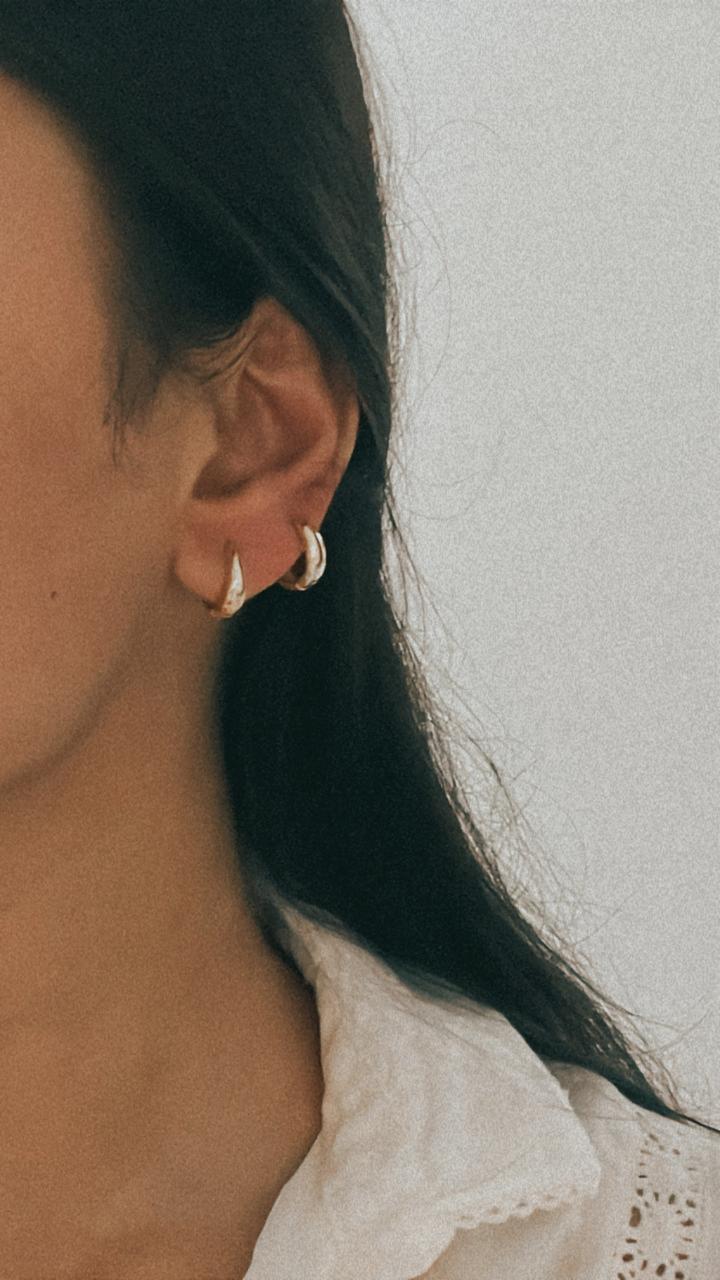 Sterling silver 925 huggies with a smooth gold vermeil finish