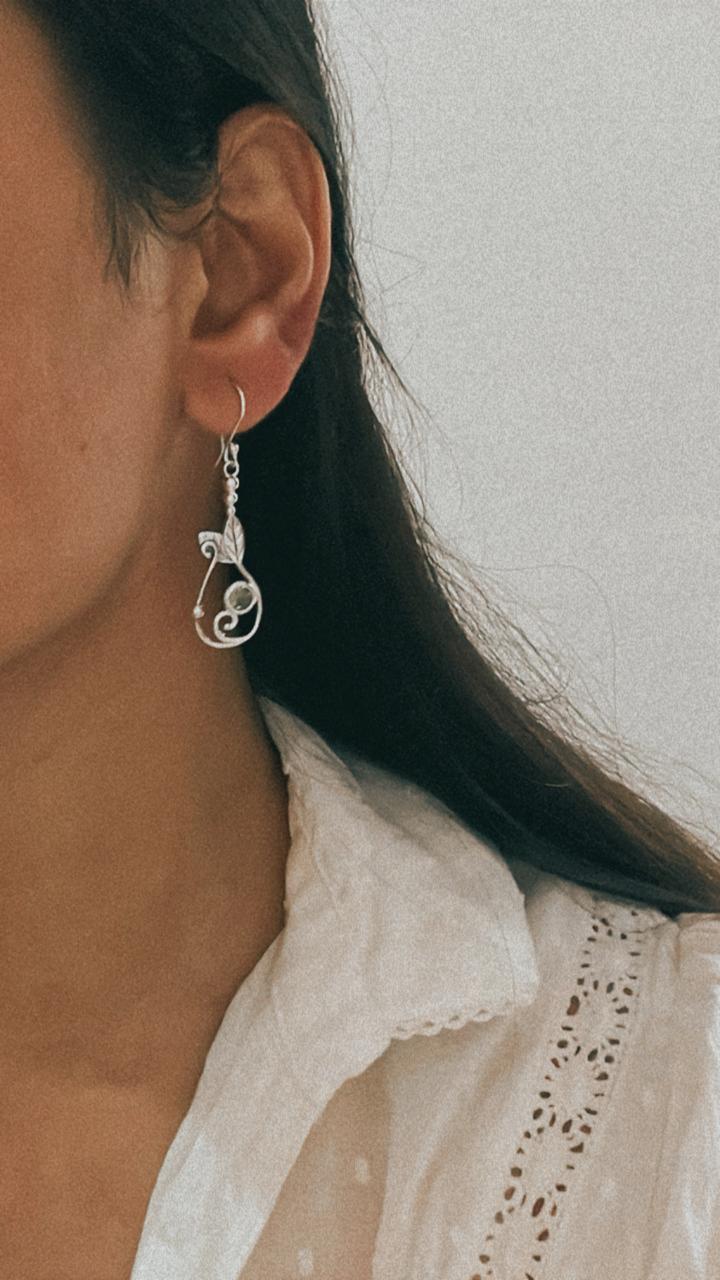 Peridot Forest Design Silver Earrings