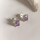 Amethyst Octagon Cut Stone Stud Earrings