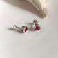 Pink Heart South Screw Silver Earrings
