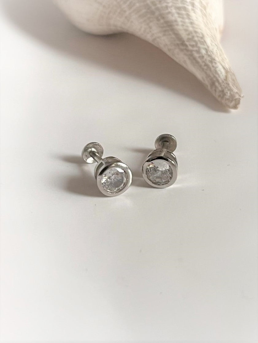 Elegant 5mm round CZ silver stud earrings