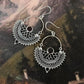 Chandbali silver earrings with stunning garnet gemstones and detailed design