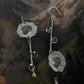 Delicate rose quartz silver earrings with mismatched design