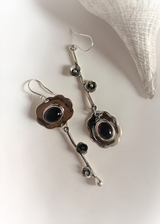 Amethyst Mix Match Forest Silver Earrings
