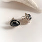 Handcrafted black onyx pear silver studs with a bohemian touch.