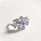 Tanzanite flower 2 silver ring with gemstone