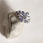 Handcrafted tanzanite flower 2 ring with silver band
