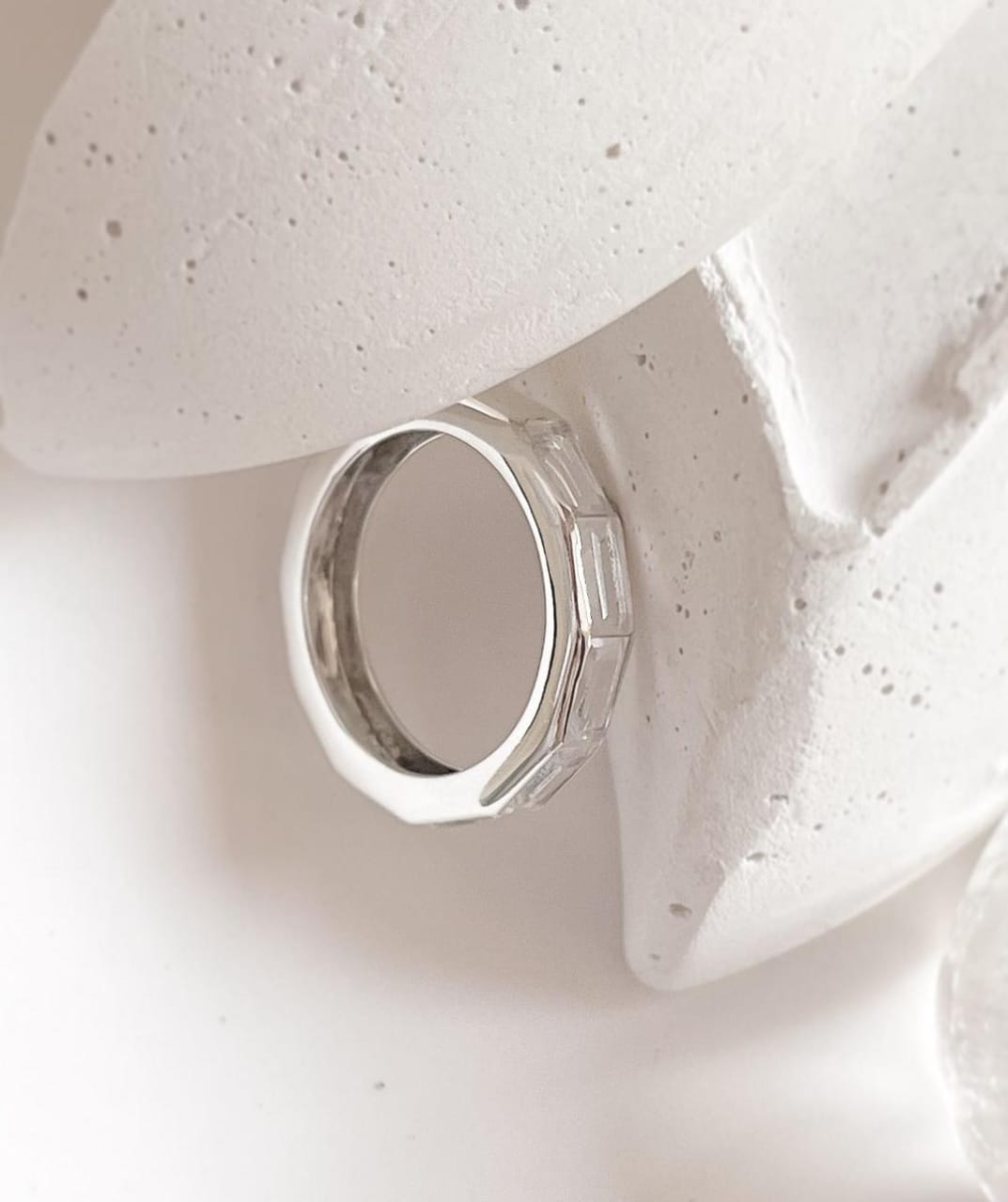 Timeless five stone silver ring with clear quartz gemstones