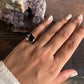 Natural Black Tourmaline Raw Uncut Silver Ring