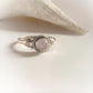 Bohemian-inspired rose quartz round ring in sterling silver