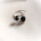Elegant Double Raw Black Tourmaline Uncut Silver Ring
